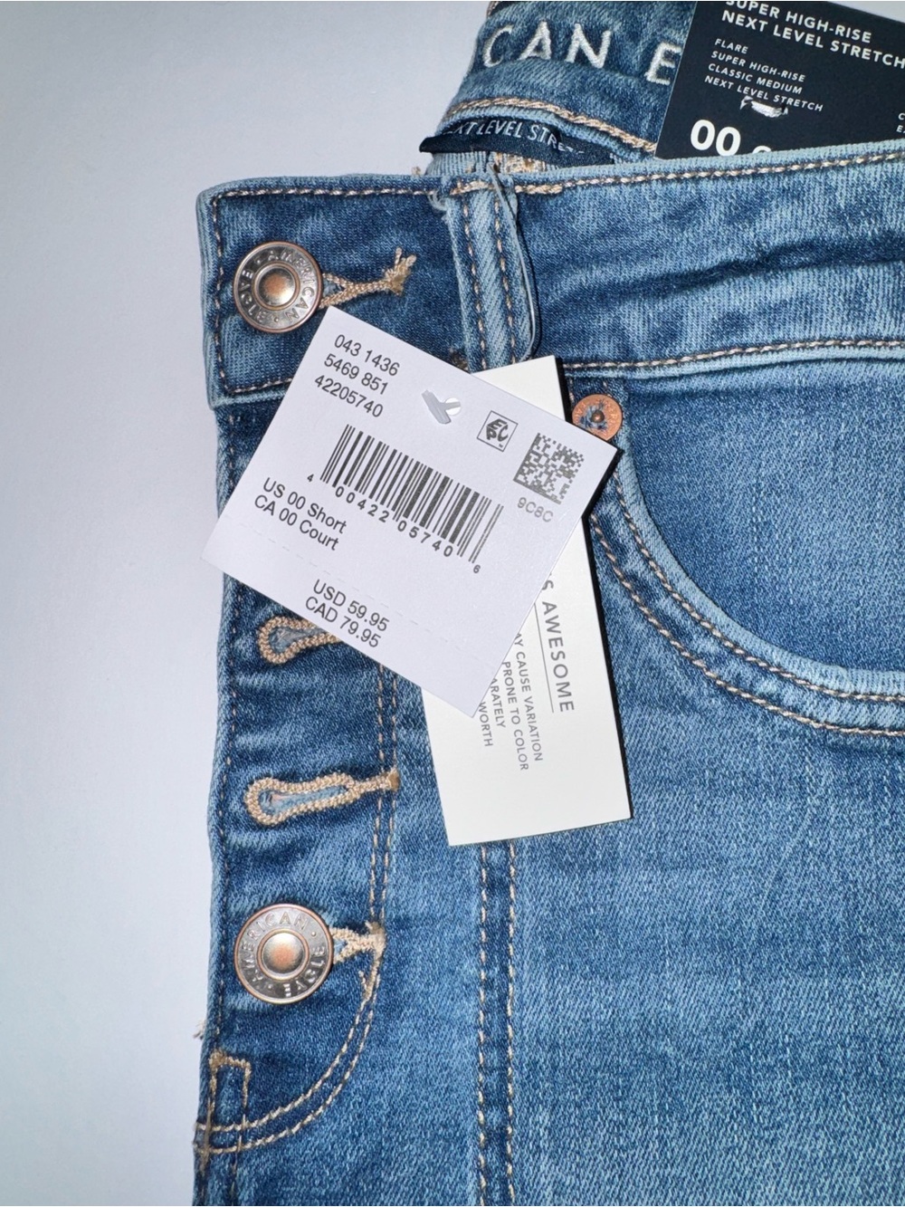American Eagle Outfitters Super High-Rise Next Level Stretch Wide Leg Jeans - Picture 2 of 7
